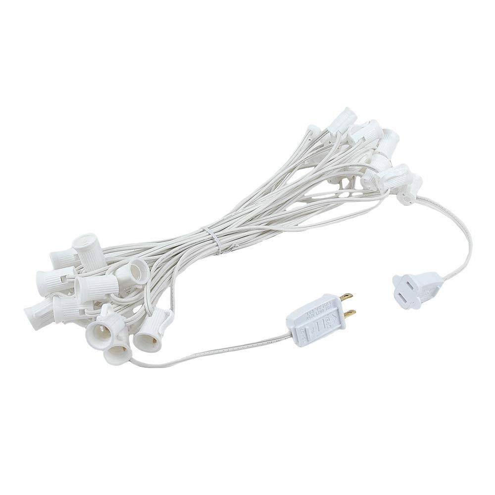 Novelty Lights 25 Foot C7 LED Christmas & Patio String Lights, White Wire