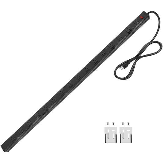 CCCEI Long Heavy Duty Metal Power Strip, 16 Outlet Large Industrial Multi Wide Strip for Garage Workshop, Extension Cord with Multiple Outlets, 15A