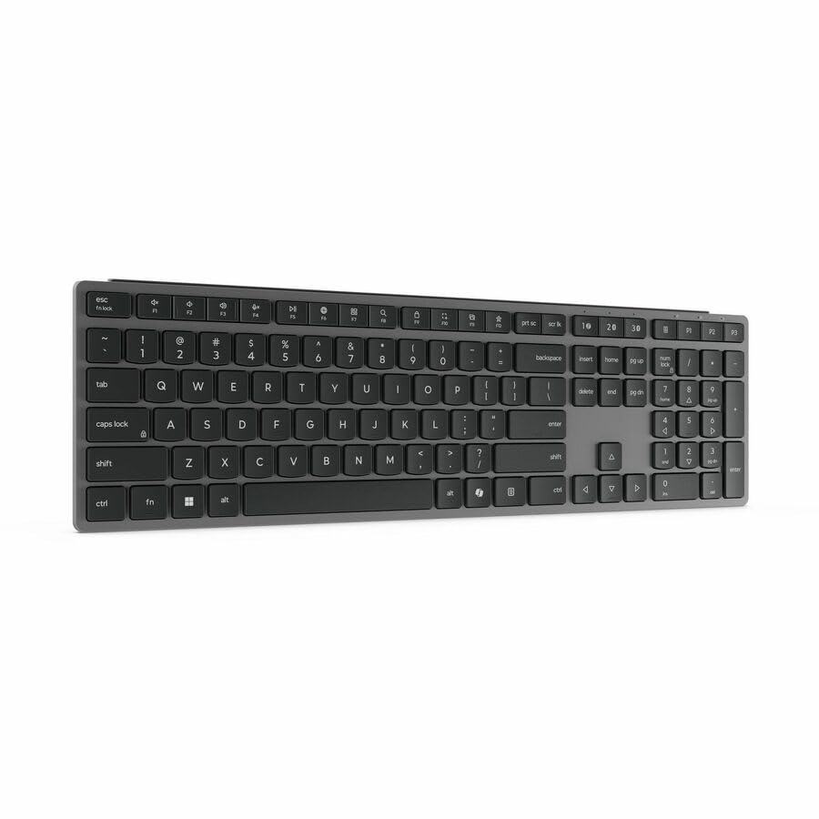 Lenovo 700 Modern Wireless Keyboard, 2.4 GHz Dongle & Dual Bluetooth Connection, AES-128 Encryption, 36 Month Battery Life, Luna Grey