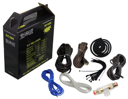 Absolute KIT-8BK 1200 Watts 8 Gauge Complete Amplifier Installation Kit (Black Color)