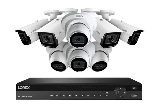 Lorex NC4K4FMV-1644WDB 16-Channel Smart 30 FPS 4K Lorex Nocturnal 4TB NVR System with 4X Listen-in Audio IP Dome Cameras (LNE9252B) & 4X Motorized