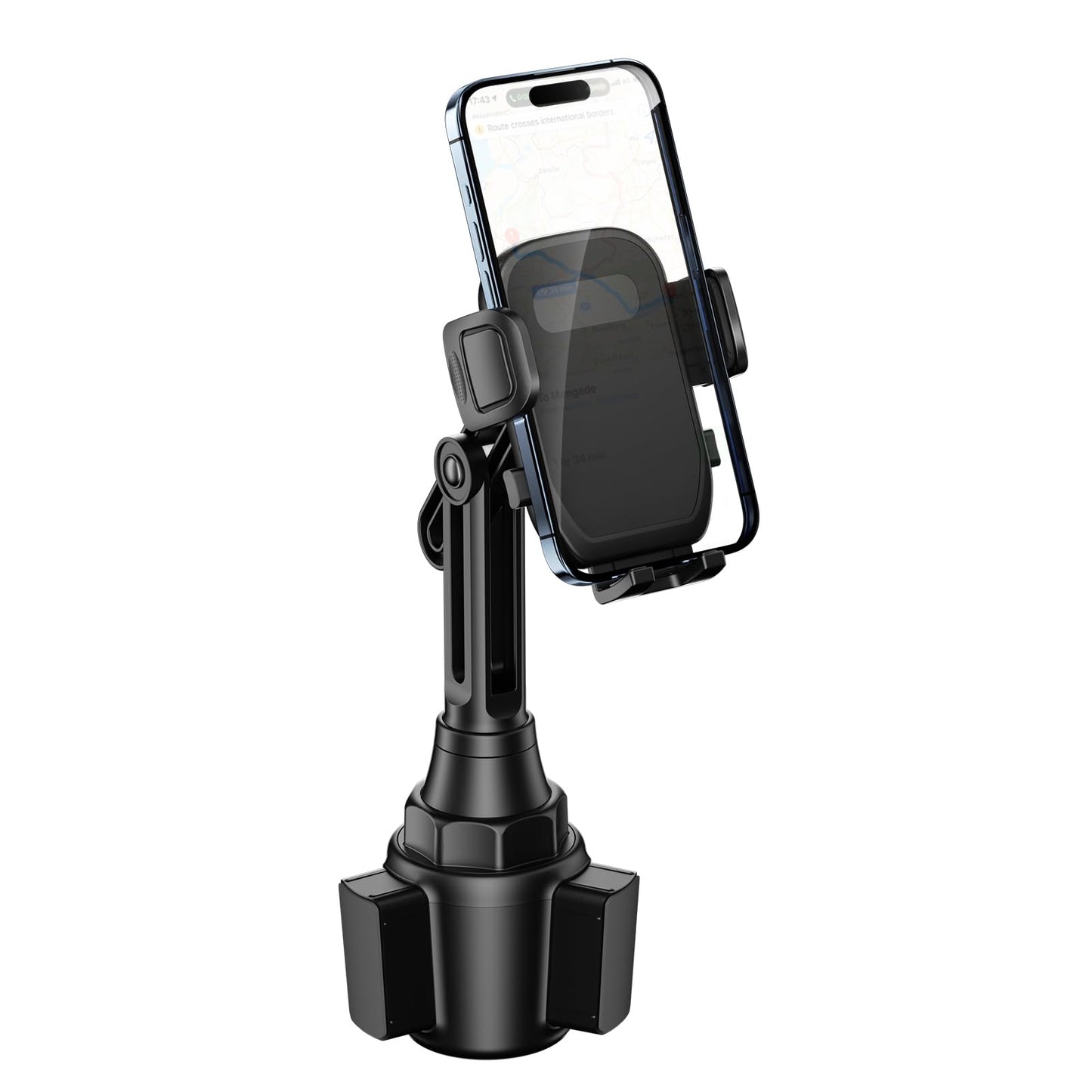 Adjustable Cup Phone Holder for Car Mount - 360° Rotation, Fits Car Cup Hole 2.5-4.1" Diameter, Wide Compatibility with 4.0-7.0 Inches Cell Phones