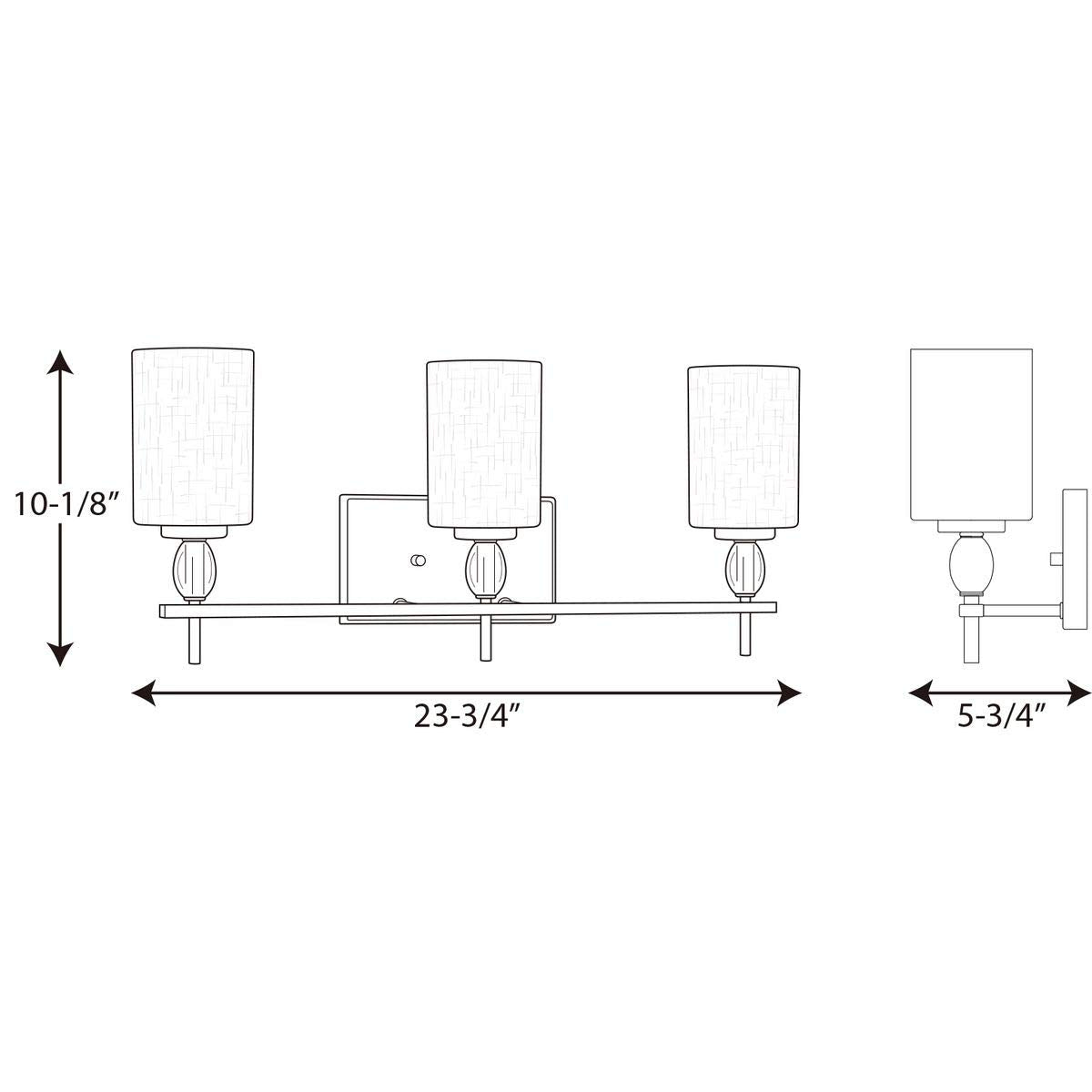 Progress Lighting Status Collection 3-Light Etched Linen Glass Coastal Bath Vanity Light Polished Chrome