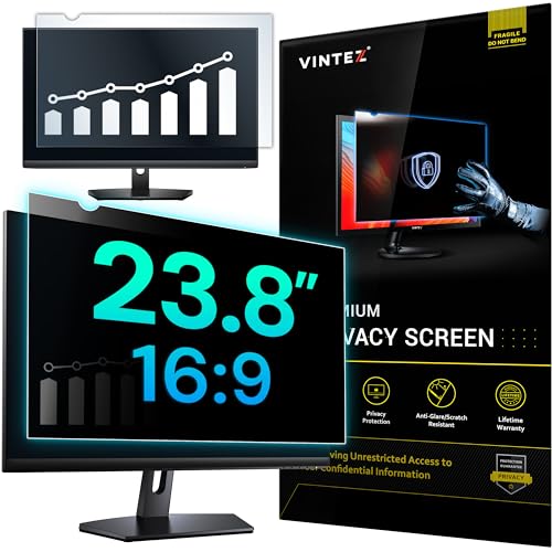 VINTEZ 23.8 Inch 16:9 Privacy Screen for Computer Monitor and Laptop - Anti Glare Protector Film Blue Light Filter Eye Protection - Computer Screen