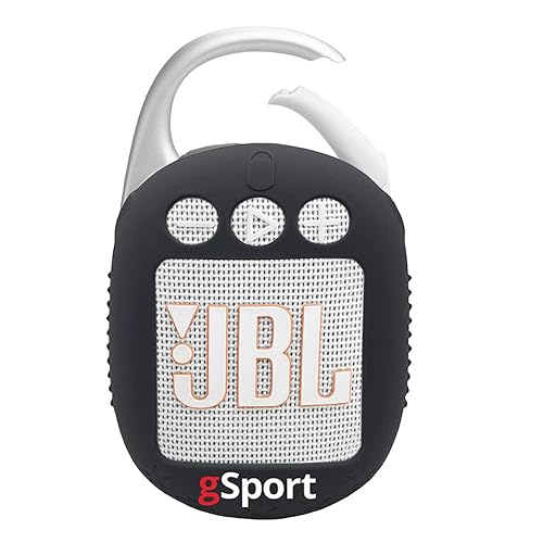 JBL Clip 5 Ultra Portable Bluetooth Speaker with gSport Silicone Sleeve (White)