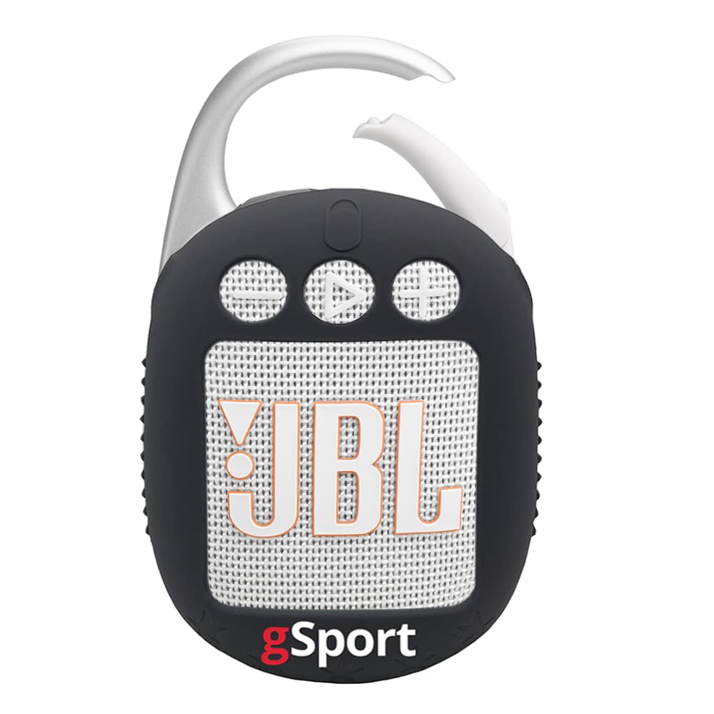 JBL Clip 5 Ultra Portable Bluetooth Speaker with gSport Silicone Sleeve (White)