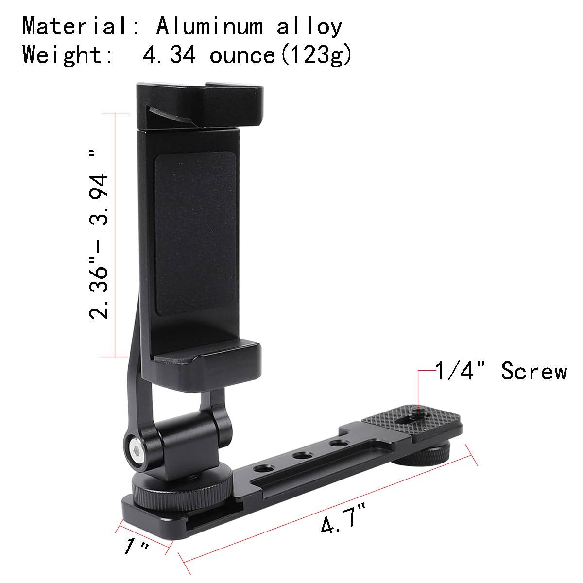 Leenconghui Aluminium Alloy Phone Holder Mount for DJI Pocket 3, Cell Phone Holder Tripod Adapter Phone Clip Expansion Accessories with 1/4" Thread