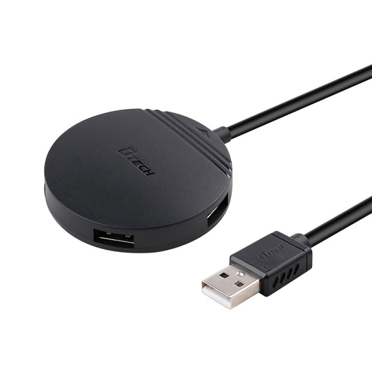 USB Hub Long Cable 4ft, DTECH Small Round 4 Port USB Expansion Hub USB 2.0 Type A Multiport Adapter Data Transfer Charging for Laptop Computer Mouse…