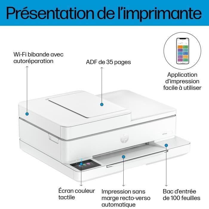 HP Envy 6530E Wireless All-in-One Color Printer, W129177116 (All-in-One Color Printer, Instant Ink Photo Printing)