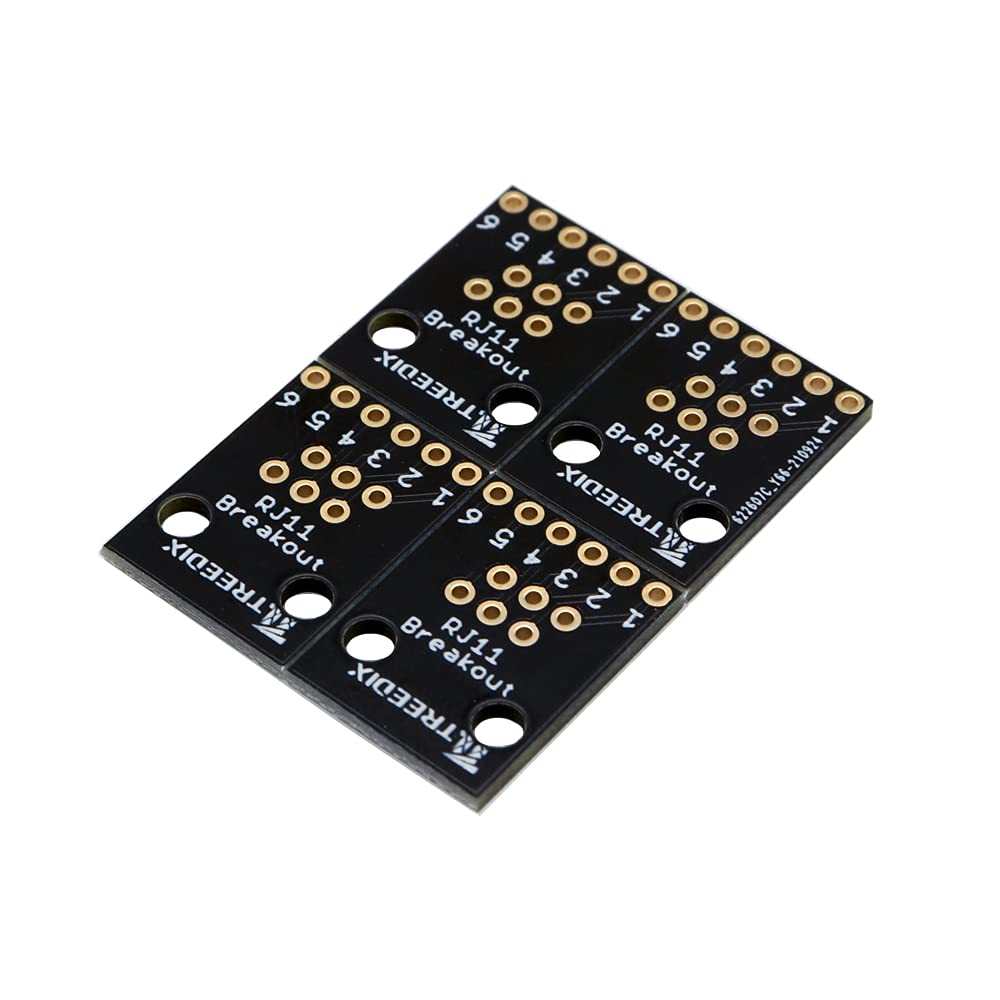 Treedix 4PCS RJ11 6-pin Breakout Board with PCB Mount Black Modular Jack 6P6C Telephone Socket Connector Jack Coupler