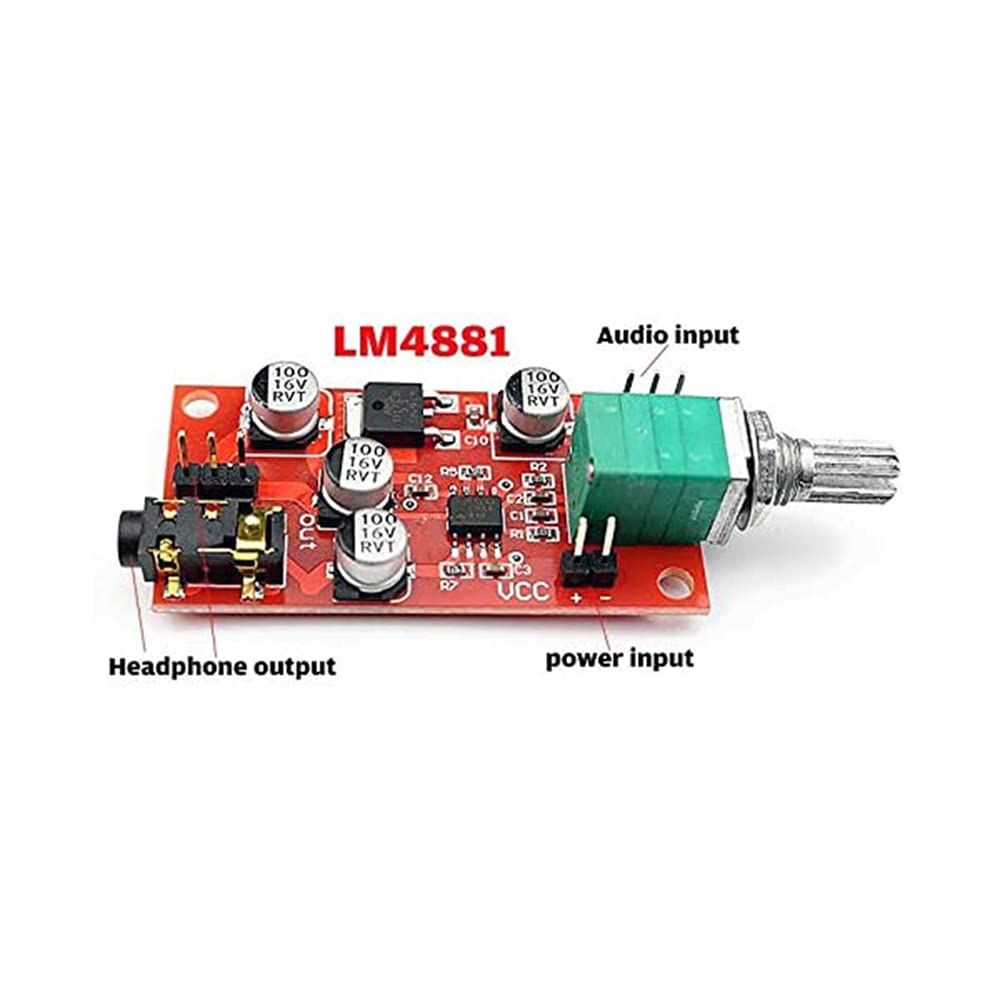 Taidacent DC 3.6v-12v LM4881 Headphone Amplifier Board 3.5 mm Headphone Jack Amplifier with Volume Adjustment Can Be Used as Pre-Amplifier