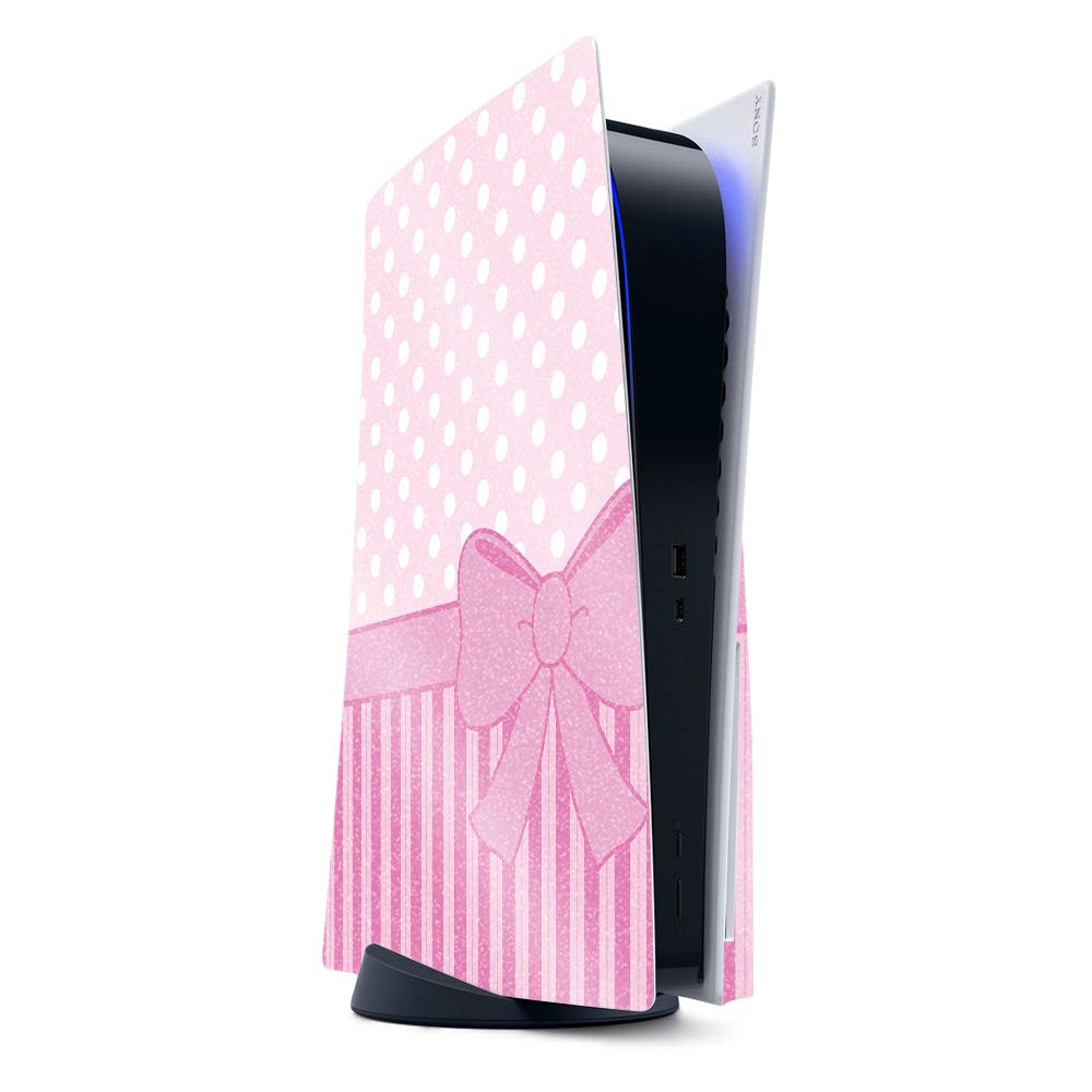 MightySkins Glossy Glitter Gaming Skin for PS5 / Playstation 5 - Pink Present | Durable High-Gloss Glitter Finish | Easy to Apply and Change Style |