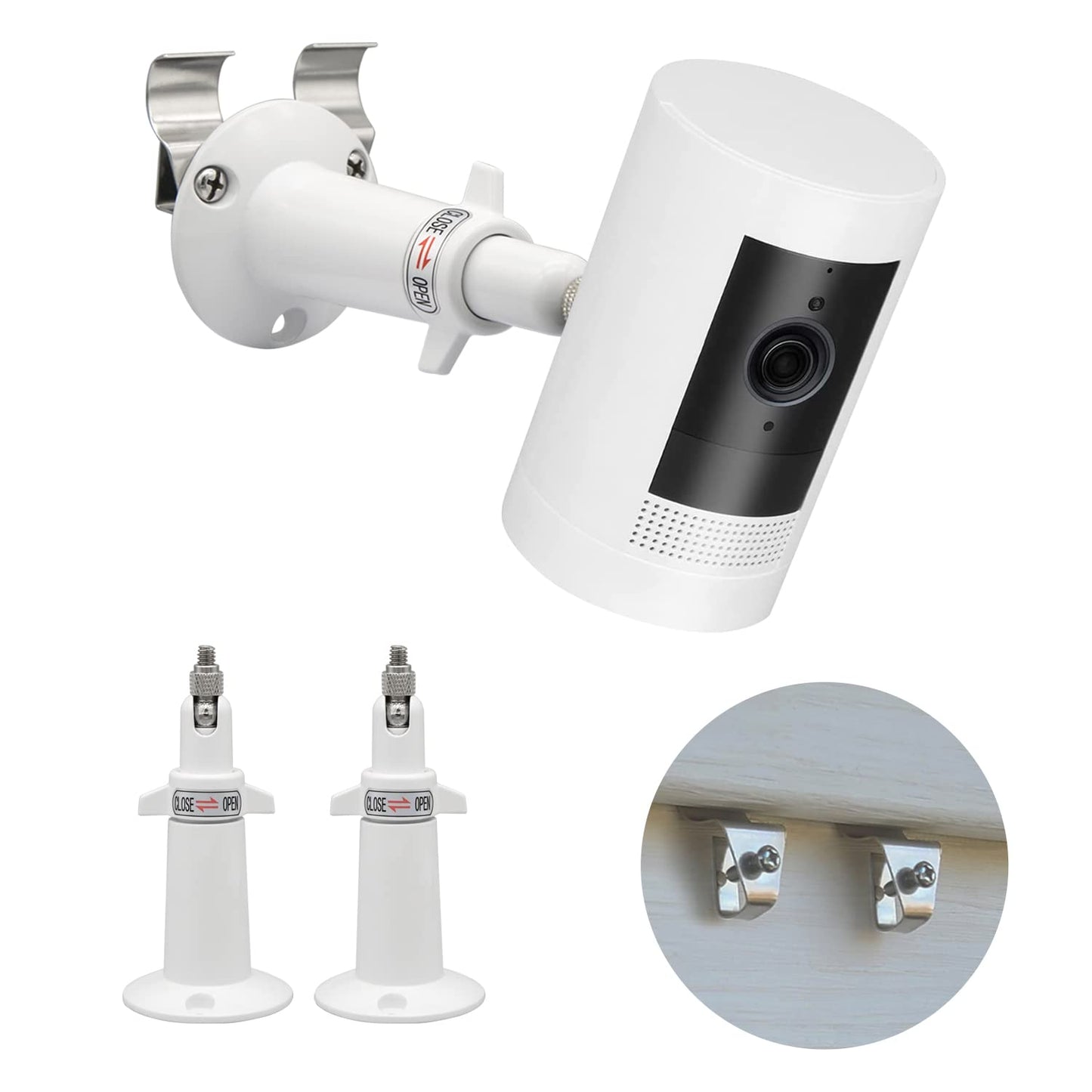 Haoyou Camera Vinyl Siding Wall Mounts No Drill 360 Degree Adjustable, Compatible with Ring Stick up Cam & Ring Outdoor Cam Plus (2Pack White)
