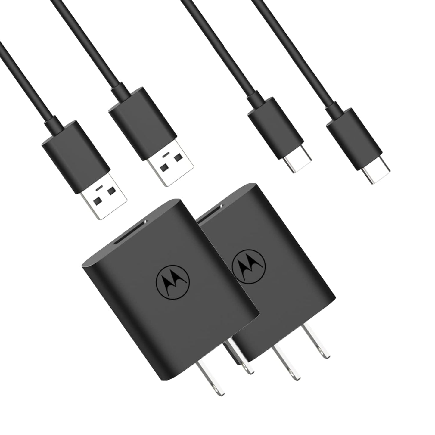 Motorola TurboPower Bundle: 20W Wall Charger & 18W Car Charger with two 1m USB-A to USB-C cables for Moto G100, G Power (2022/2023 5G), G Stylus