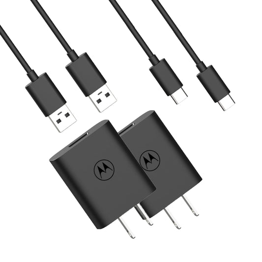 Motorola TurboPower Bundle: 20W Wall Charger & 18W Car Charger with two 1m USB-A to USB-C cables for Moto G100, G Power (2022/2023 5G), G Stylus