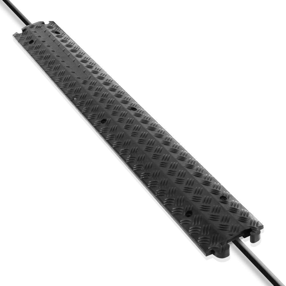 Pyle Durable Cable Protection Ramp Cover - Supports 11000lbs Single Channel Heavy Duty Hose and Cord Track Floor Protection, 39.4” x 5.11” x 0.78”