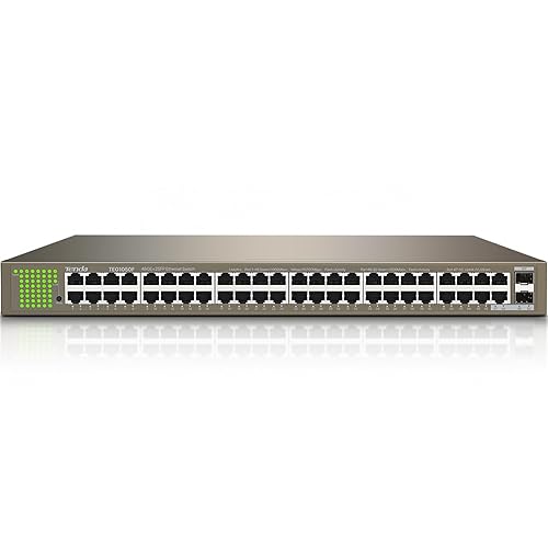 Tenda TEG1050F, 48 Port Gigabit Switch, Unmanaged Ethernet Switch with 48 Gigabit Ports & 2 SFP Slots, Plug & Play, Desktop/ Rack-Mount, Fanless