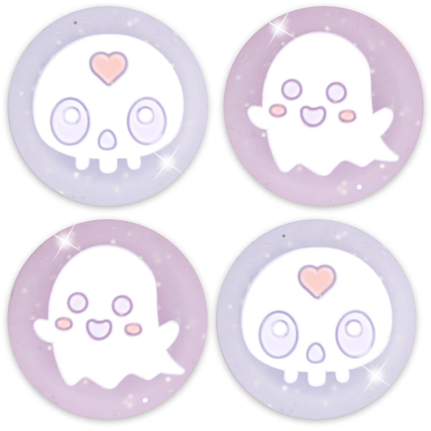 BelugaDesign Ghost Thumb Grips | Big Glitter Halloween Gothic Clear Jelly Joystick Grip Button Caps | Compatible with Sony Play Station PS5 PS4 X Box
