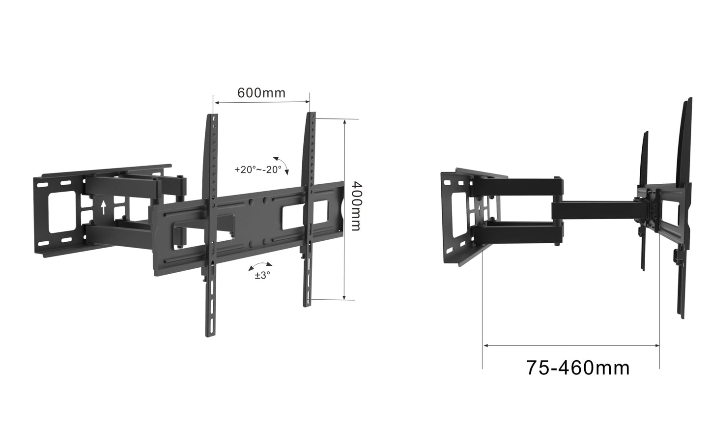 Touchstone Full Motion TV Wall Mount Bracket with ±45º Swivel and ±20º Tilt - Fits Most 37-75 Inch TVs (VESA 600x400mm)