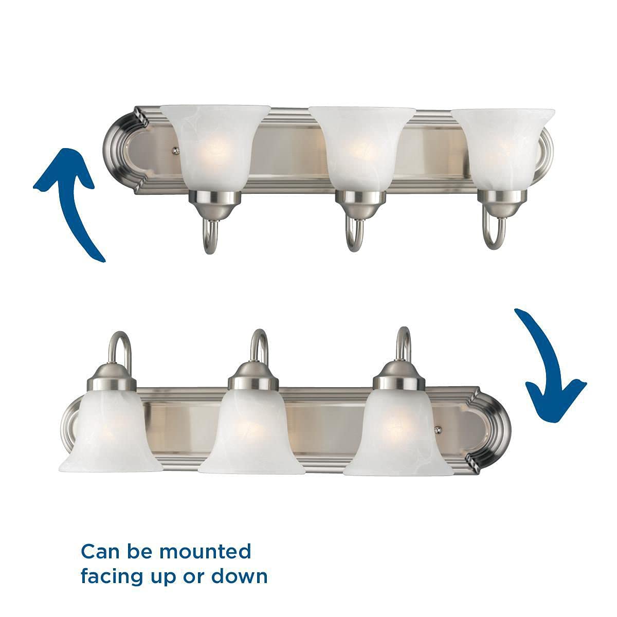 Progress Lighting P3053-09 Alabaster Glass Bath & Vanity, 24-Inch Width x 7-1/4-Inch Height, Brushed Nickel