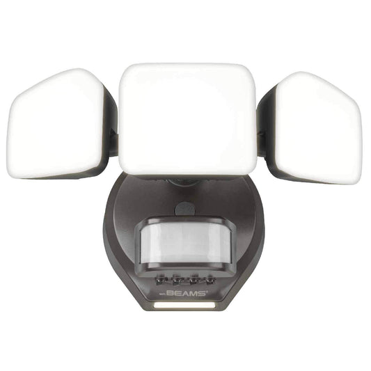 Beams 4100 Lumen 3-Head Outdoor Motion Sensing LED Security Light with Cascading Wall Wash, 1-Pack, Bronze