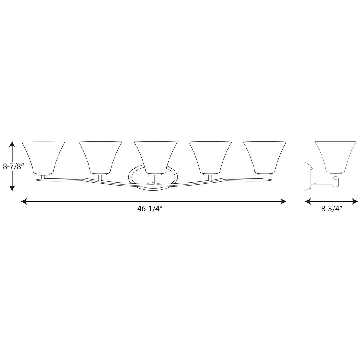 Progress Lighting P2016-09 Bravo 5-Lt. Bath and Vanity Fixture with Etched glass shades,Brushed Nickel