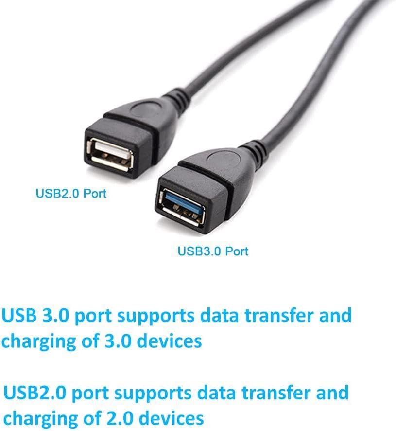 Eanetf USB 3.0 Female to Dual USB Male Splitter Cable, 2 Pack