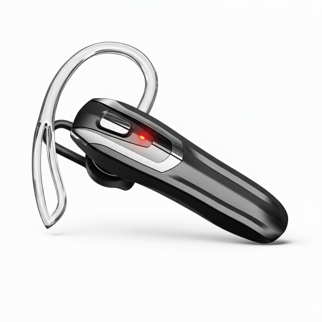 BEVCEFCC Bluetooth Headset with 38H Talk Time, Dual Mic Noise Cancelling, Dual Pairing & Mute Button, Bluetooth 6.0, Lightweight Single Ear Headset