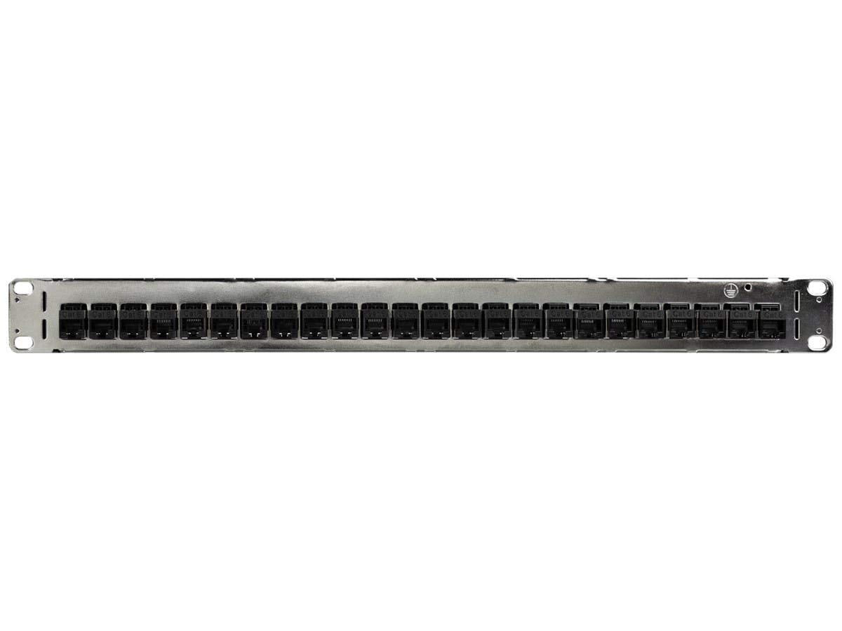 Monoprice Cat6 1U Patch Panel - with Loaded Removable Keystone Jacks, 24 Ports Gigabit Ethernet, Dual Type IDC keystones, 19 Inch, Black