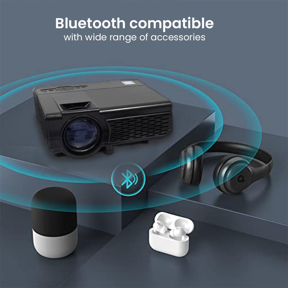 RCA RPJ107 1080P, Streaming Ready, 30"-150" Picture Size, Bluetooth, HDMI, AV, USB, TF Card, Remote, Perfect for Movies, Gaming, Outdoor, Indoor, Home