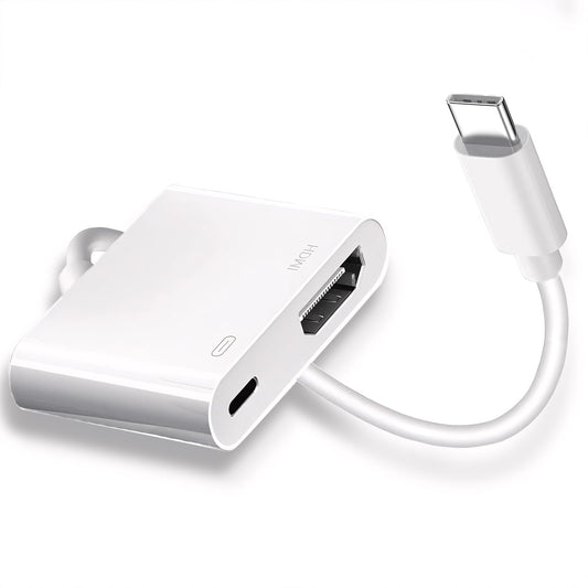 Kinhaly USB C to HDMI for TV, 4K@60Hz Type C to HDMI Adapter with Charging Port, iPhone to Hdmi to USB C Adapter Compatible for iPhone 16/15