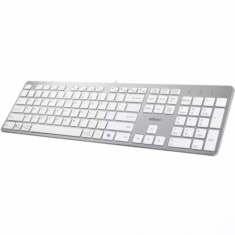 Adesso EasyTouch 730UW USB-C Multi OS Scissor Switch Keyboard with Copilot AI Hotkey and USB-C, USB-A, 3.5mm Aux Ports