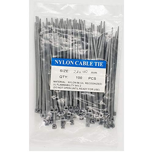 SYD CHEN 4 Inch Grey Zip Ties (100 Pieces), 18lb Strength, Nylon Gray Cable Wire Ties