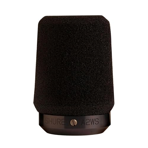 Shure A2WS Locking Microphone Windscreen - Reduces Unwanted Breath and Wind Noise, Black - Compatible with SM57 and 545 Series Mics (A2WS-BLK)