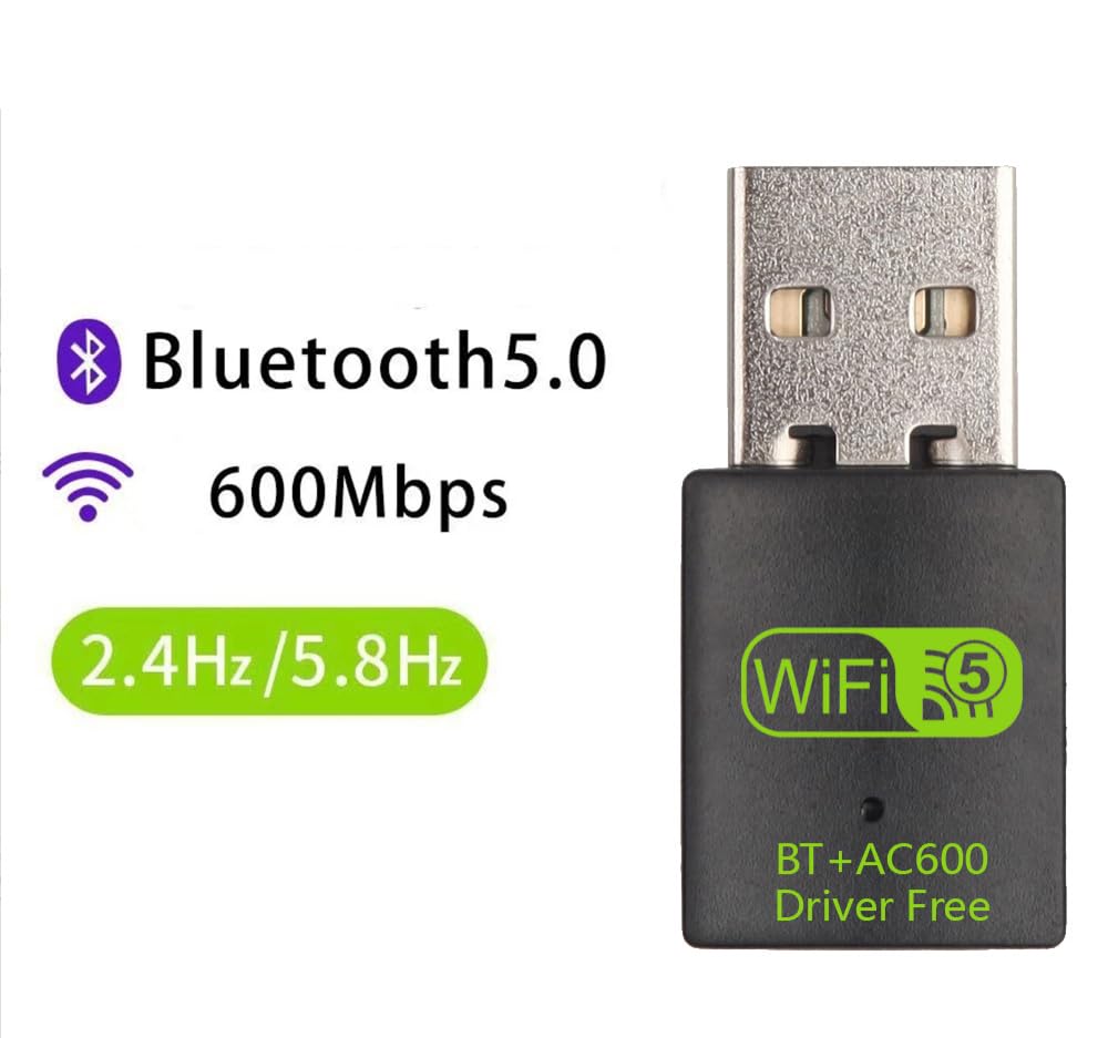 USB WiFi Adapter with Bluetooth, Dual Band Wireless Network Receiver, Windows 7/8/10 Compatible, Plug and Play