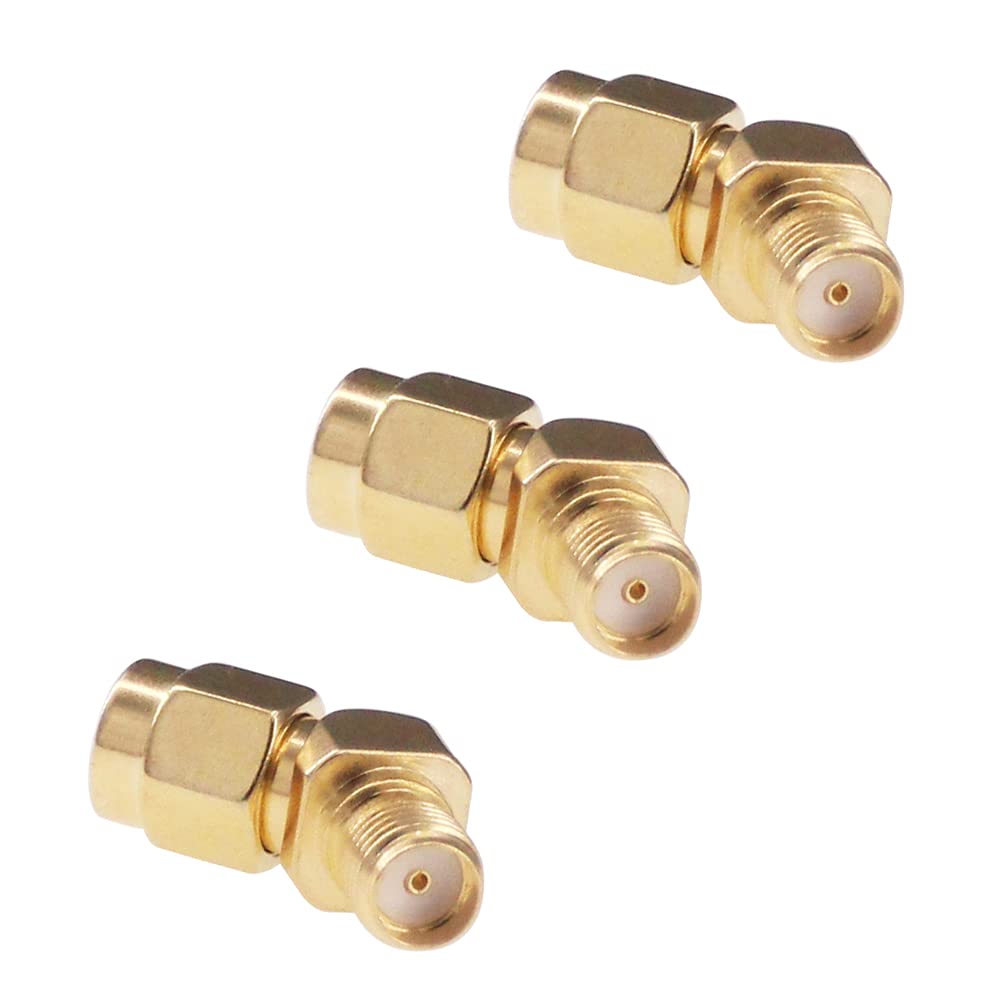 RFaha 3pcs SMA Male to Female FPV Antenna Adapter Gold Plated Connector for Wi-Fi Antenna/Signal Booster/Drone Controller Transmitter(F53-3)