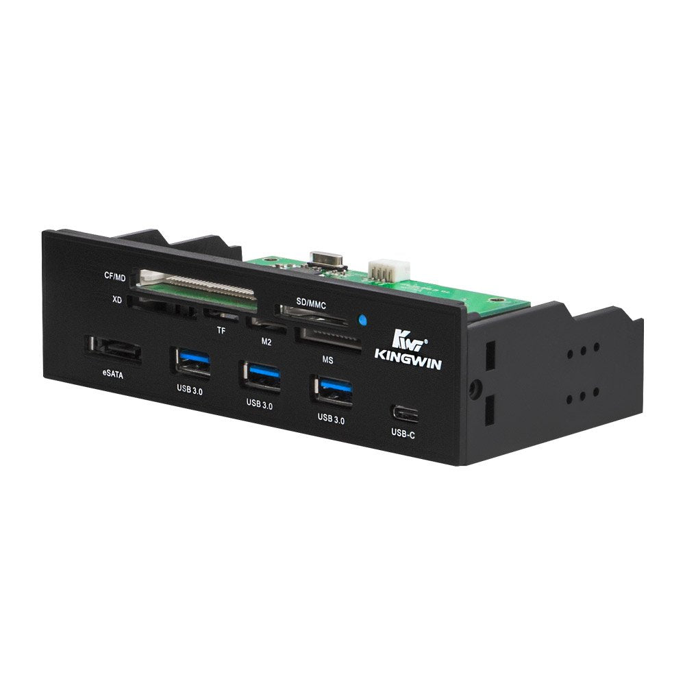 Kingwin Powered USB Hub 3.0 w/ 1 USB-C Port, SD Card Reader & Micro SD Card Reader - Sata Power Port w/Lightning Speed Data Transfer Up to 5Gbps