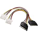 CablesOnline, 2-Pack 6 inches SATA 15-Pin Male to Molex 4-Pin Female Power Adapter, PC-025-2