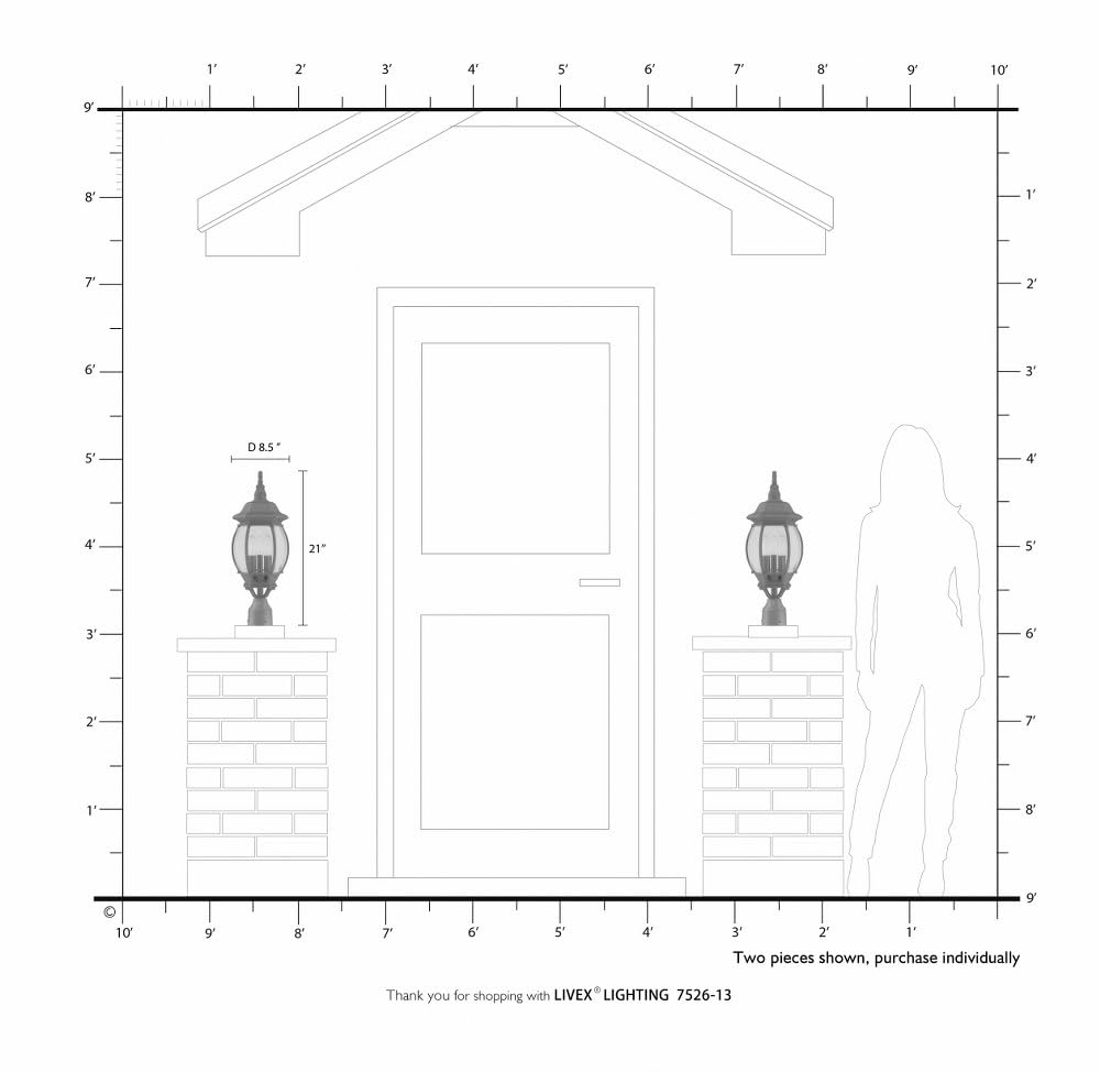 Livex Lighting 7526-14 Frontenac Traditional 3-Light Outdoor Post Top Light with Clear Beveled Glass Shades, 22" x 8" x 22", Black