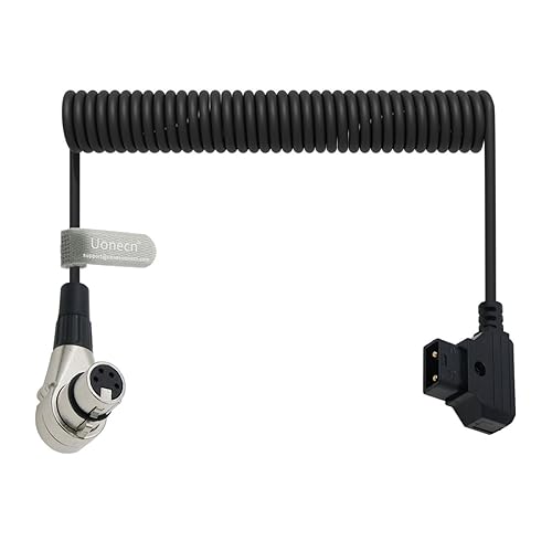 Uonecn for ARRI Alexa Camera Cable Right Angle 90 Degree XLR 4 Pin Female to D-tap Power Spring Cable for Supply Battery Adapter