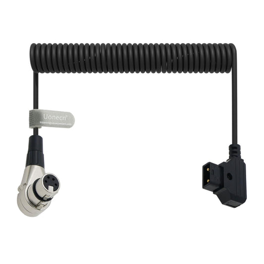 Uonecn for ARRI Alexa Camera Cable Right Angle 90 Degree XLR 4 Pin Female to D-tap Power Spring Cable for Supply Battery Adapter