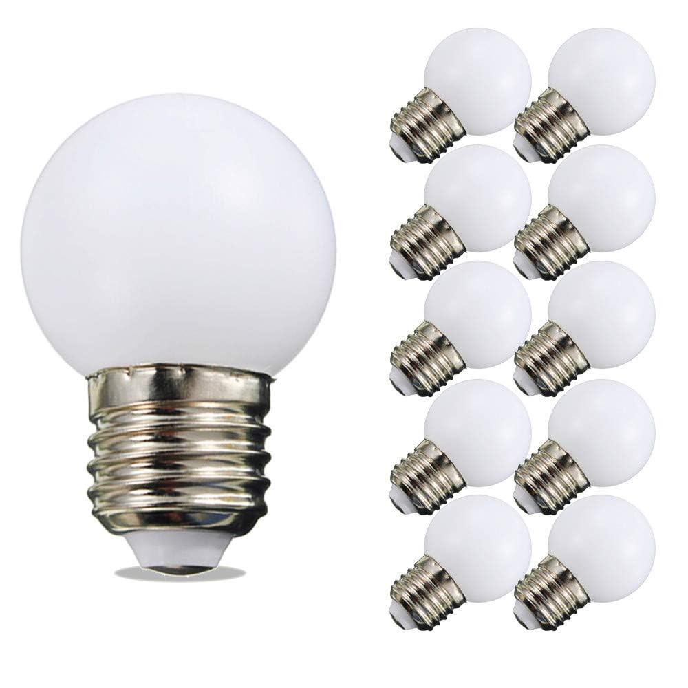 Night Light Bulb 1 Watt LED Low Watt Bulbs E26 E27 Standard Base Daylight White 6000K Not Dimmable G45 Energy Saving Light Bulbs 10W Equivalent