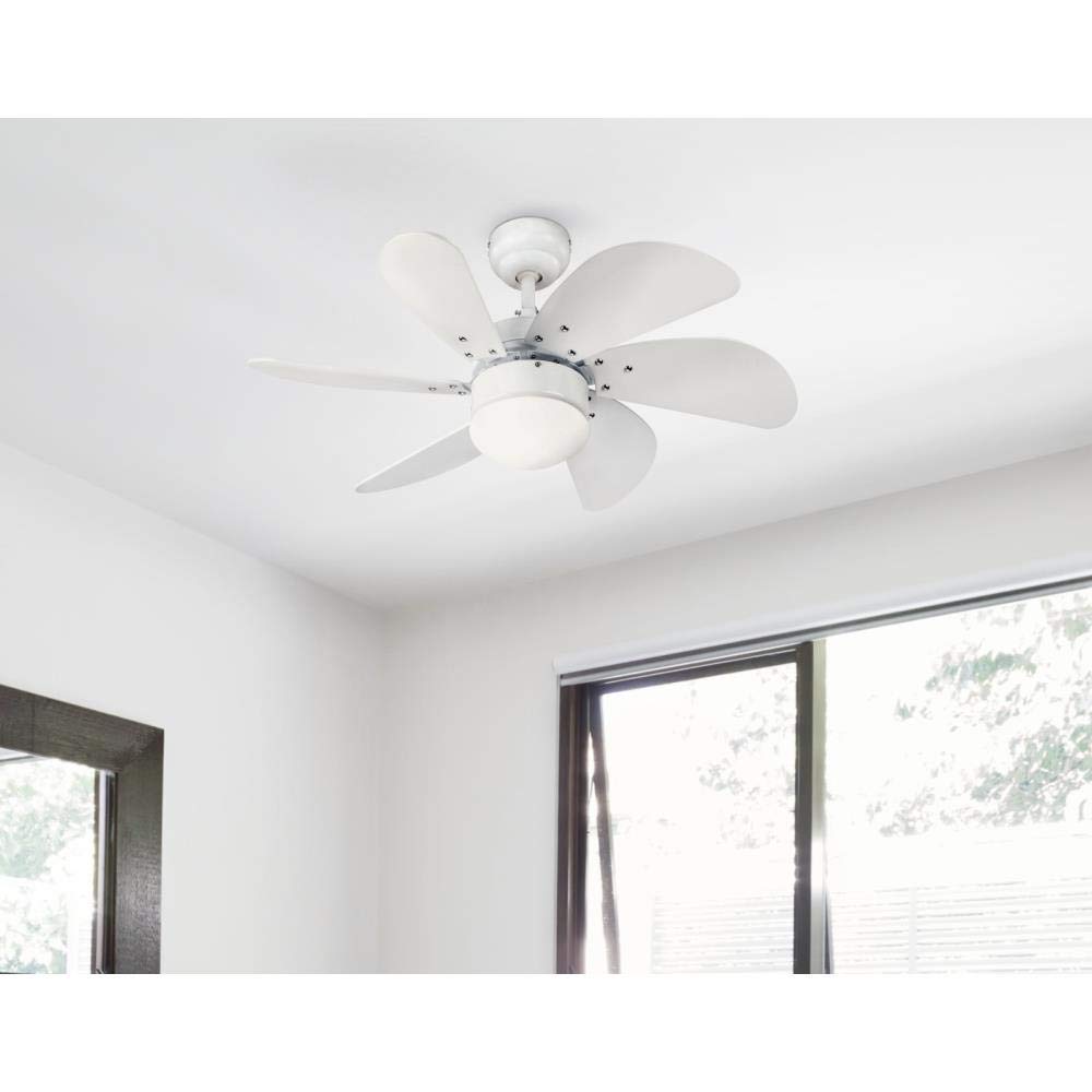 Ciata Lighting Turbo Swirl 30-Inch Ceiling Fan in White Finish with Dimmable LED Light Fixture in Opal Frosted Glass with White Blades