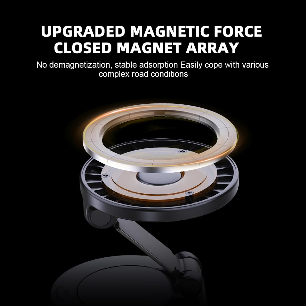 LFNOWN Phone Holders for Your Car Adjustable Upgraded Vacuum Magnetic Suction Cup Phone Mount for Car/Gym/Mirror,Magnetic Car Phone Holder Compatible