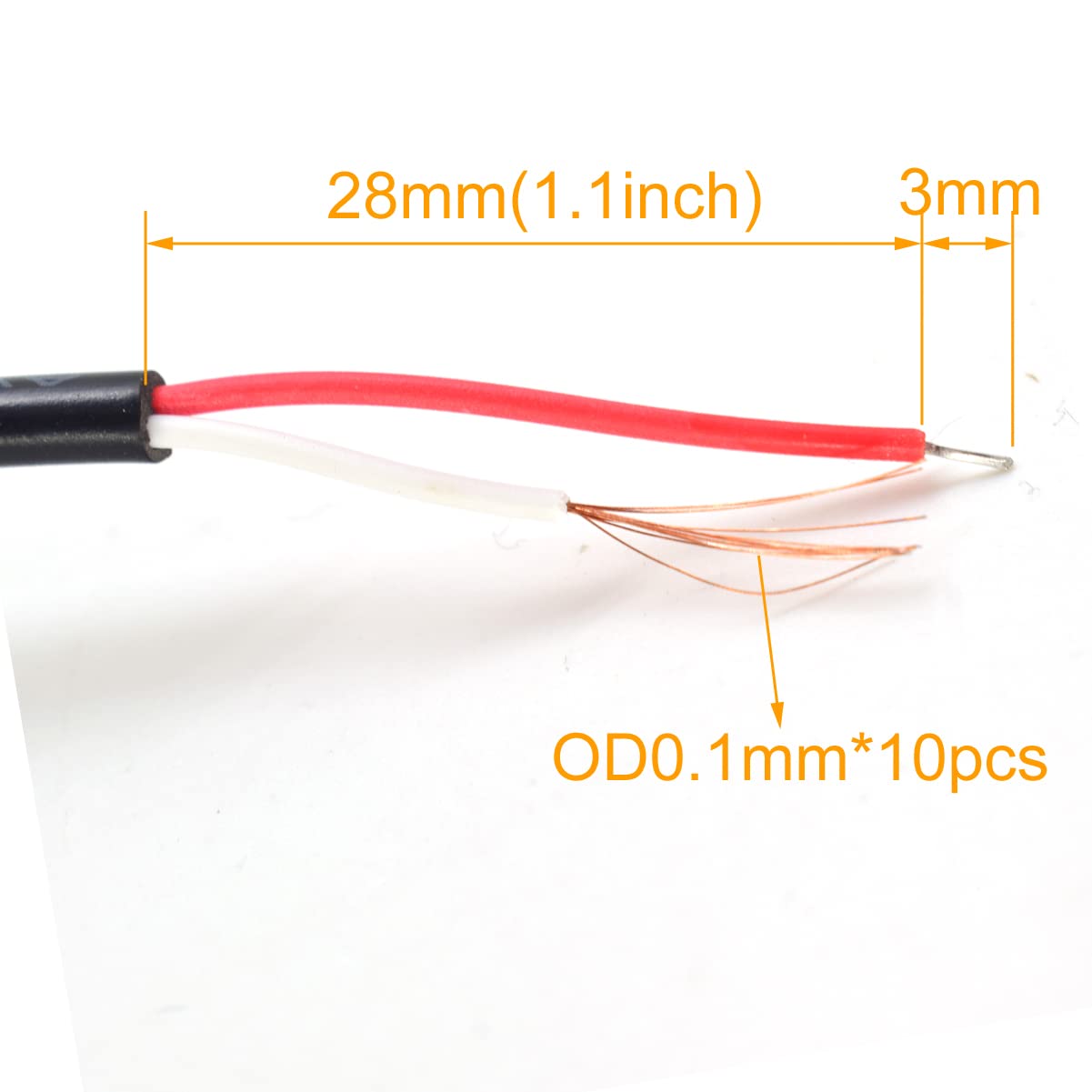 ELNONE 5pcs USB 2 Wire Pigtail Cable 1A 5V 1M 3.3ft Black 28AWG USB A Male Power Cable Plug Cord Connectors with Quick Wire Cable Connector
