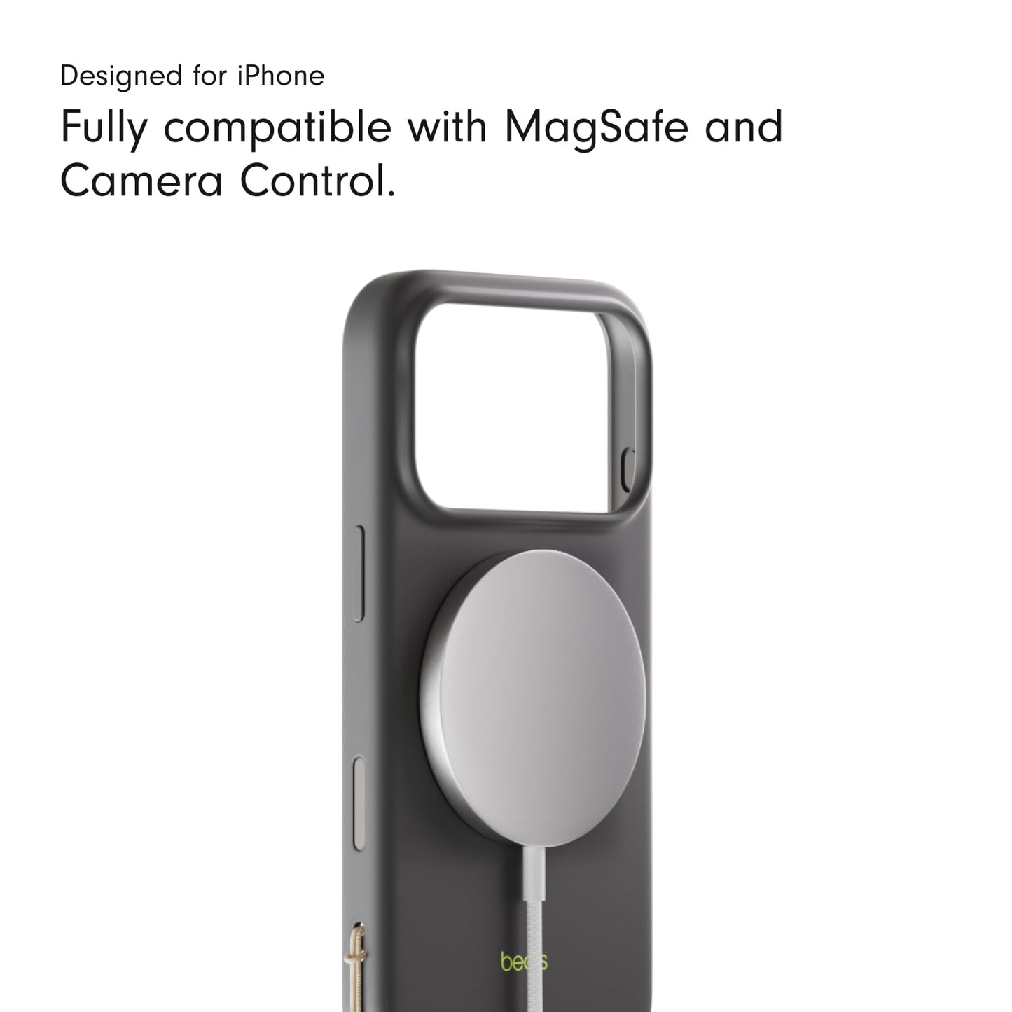 Beats iPhone 17 Pro Max Kickstand Case with MagSafe & Camera Control, Built in Stand & Lanyard, Matte Finish with Microfiber Lining - Granite Gray