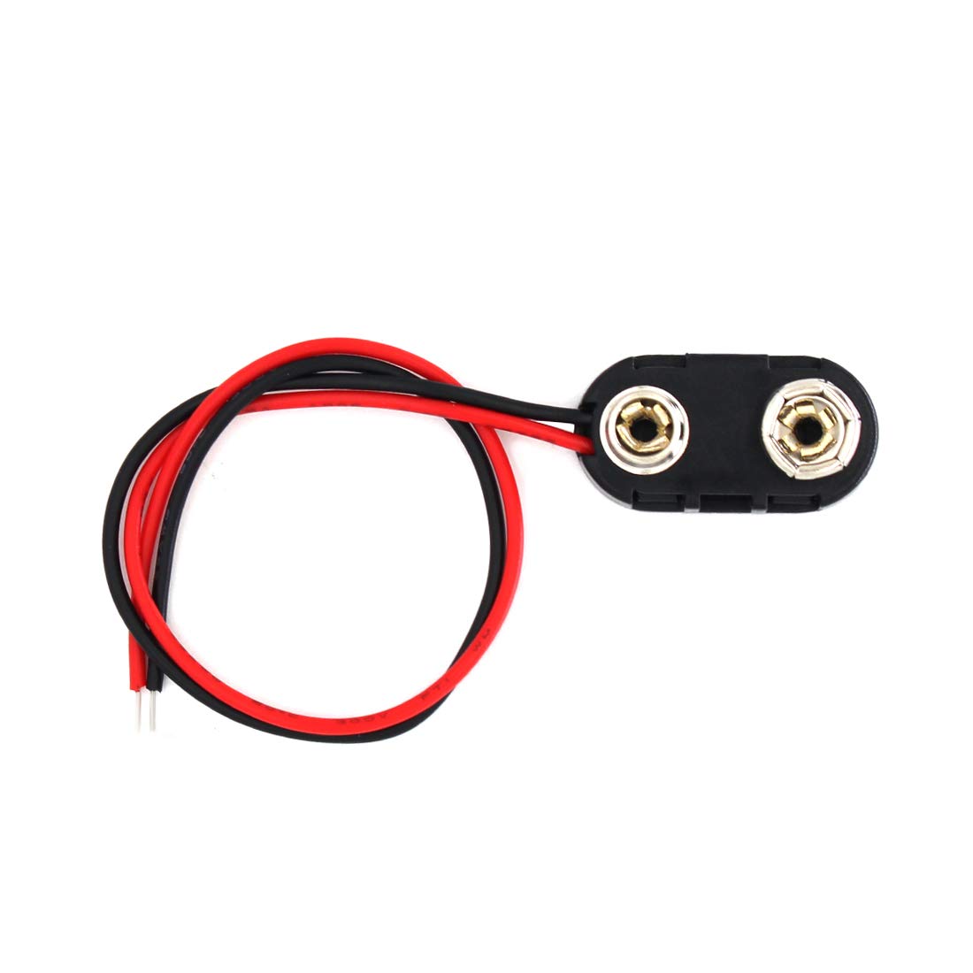 10 PACK 9V I-Type Faux Leather Long Cable Housing Connection Battery Clip Connector Wire Leads Plastic Housing and Black Red Wires Leads with 15cm