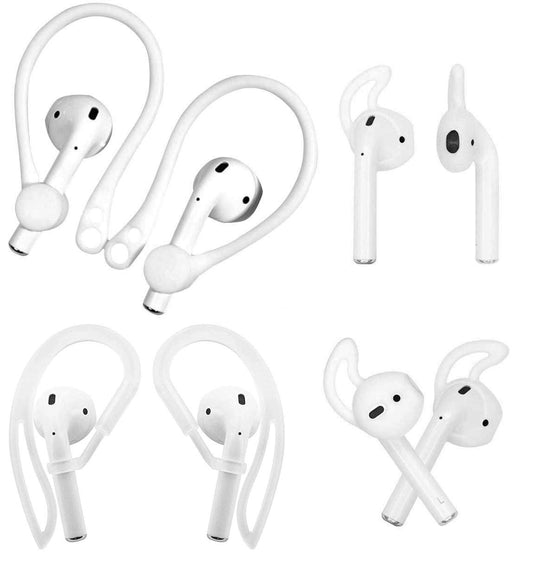 ALXCD Ear Hook Ear Tips Compatible with Airpod, 2 Pairs Over-Ear Soft TPU Ear Hook & 2 Pairs in-Ear Silicone Ear Tips in 1 Set [Anti Slip][Anti Lost]