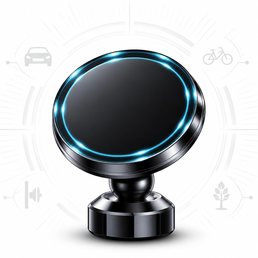 Mounti Magnetic Phone Mount Base Compatible with MagSafe, 17mm Ball Socket, Auto, Bicycle, Wall, All-Weather Accessory, Black Chrome Finish