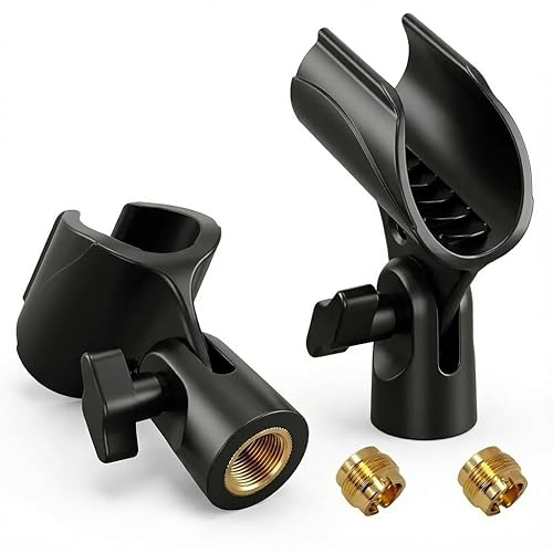 Mictop Upgraded Adjustable Microphone Clip, Universal Mic Clip Holder for Mic Stand, Compatible with Dynamic Microphone, Come with 5/8" to 3/8" Screw